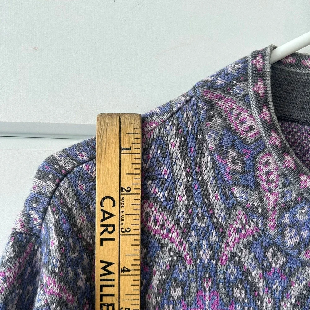 Pendleton Plus 2X Merino Wool Full Zip Cardigan Sweater Paisley Purple Blue